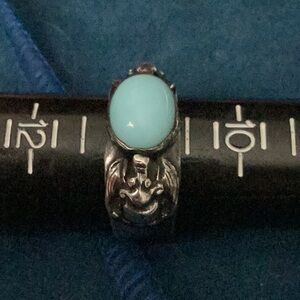 Awesome BLUE STONE SILVER RING ADJUSTABLE SIZE 11